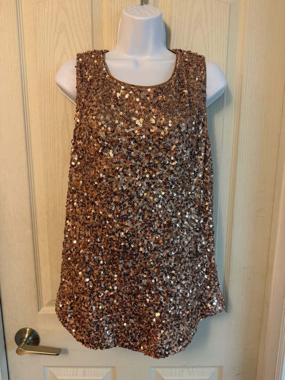 Sequin Tank Top - Rose Gold Bronzy Sparkle
